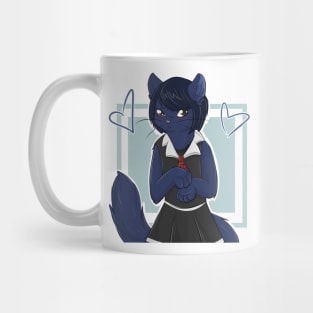 Shy Black Cat Girl Mug